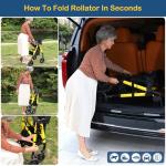 Lightweight Foldable Rollator Walkers for Seniors with Seat - Adult Rolling Walker with Seat and Brakes, 300 lb Capacity, All Terrain 8" Big Roller Wheels, Adjustable Handles and Seat Height, Yellow