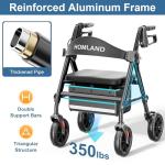 HOMLAND Rollator Walker for Seniors with Seat, Foldable Lightweight Aluminum Rolling Walker with 8" All-Terrain Wheels, Adjustable Height, Storage Bag & Hand Brakes, Ergonomic Indoor Outdoor Aid