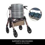 Signature Life Elite Travel Heavy Duty Rollator, Heavy Duty Four Wheel Rolling-Walker with Extra Wide Seat, 450-pound Weight Capacity, Height Adjustable Folding Walker for Adults, Seniors and Elderly