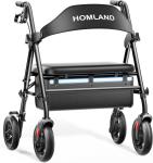 Heavy Duty Rollator Walker 500lb Bariatric Foldable Seat All Terrain