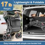 HOMLAND Rollator Walker for Seniors with Seat, Foldable Lightweight Aluminum Rolling Walker with 8" All-Terrain Wheels, Adjustable Height, Storage Bag & Hand Brakes, Ergonomic Indoor Outdoor Aid