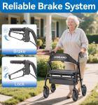 Heavy Duty Rollator Walker 500lb Bariatric Foldable Seat All Terrain
