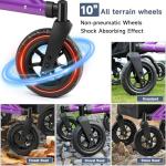 Rollator Walker for Seniors, Foldable All Terrain Rolling Walker with seat, Aluminum Walkers with 10 inch Rubber Wheels, Adjustable Handles and Backrest for Seniors (Purple)