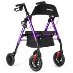 Rollator Walker W/ Seat 300Lb 10" All Terrain Folding Adjustable Purple