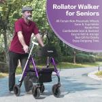 Rollator Walker W/ Seat 300Lb 10" All Terrain Folding Adjustable Purple