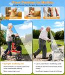 Lightweight Upright Rollator Walker All-Terrain Foldable with seat and Adjustable Height backrest, 300 lbs Capacity, 10" Front & 8" Rear Wheels for Seniors, Adults, bariatric, Includes Cane Holders