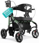 2-in-1 Walker & Wheelchair Combo with All-Terrain Wheels - Lightweight, Heavy...
