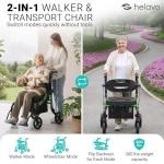 2-in-1 Walker & Wheelchair Combo with All-Terrain Wheels - Lightweight, Heavy...