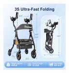 BLESSREACH Heavy Duty Upright Rollator Walker for Seniors, 450lbs , 6 Height ADJ