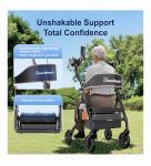 BLESSREACH Heavy Duty Upright Rollator Walker for Seniors, 450lbs , 6 Height ADJ