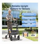 BLESSREACH Heavy Duty Upright Rollator Walker for Seniors, 450lbs , 6 Height ADJ