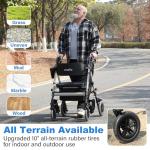 StrollAid Walkers for Seniors 2 in 1 Wheelchair Combo, 450 lb Foldable Rollator Transport Chair with Seat, Heavy Duty Rolling Walker 10" Wheels for All Terrain, Grey