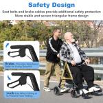 StrollAid Walkers for Seniors 2 in 1 Wheelchair Combo, 450 lb Foldable Rollator Transport Chair with Seat, Heavy Duty Rolling Walker 10" Wheels for All Terrain, Grey