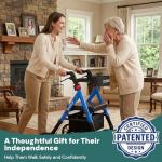 Steppilot Foldable Rollator Walker with Seat for Seniors - 500lbs Capacity & 16lbs Lightweight, 8" All Terrain Wheels, Zero Wobble Design, 10-Level Adjustable Handle/Seat, Cup Holder & Cane Clip