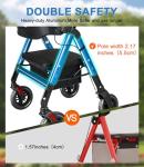 Walkers for Seniors with Seat,450Lbs Rolling Walker, 22" Extra-Wide Heavy-Duty Foldable All-Terrain Rollator Walker with Adjustable Ergonomic Breathable Seat,Brake,Adjustable Height 33"-41.5"(Blue)