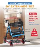 Walkers for Seniors with Seat,450Lbs Rolling Walker, 22" Extra-Wide Heavy-Duty Foldable All-Terrain Rollator Walker with Adjustable Ergonomic Breathable Seat,Brake,Adjustable Height 33"-41.5"(Blue)