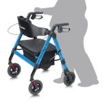 Walkers for Seniors with Seat,450Lbs Rolling Walker, 22" Extra-Wide Heavy-Duty Foldable All-Terrain Rollator Walker with Adjustable Ergonomic Breathable Seat,Brake,Adjustable Height 33"-41.5"(Blue)
