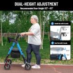 Walkers for Seniors with Seat,450Lbs Rolling Walker, 22" Extra-Wide Heavy-Duty Foldable All-Terrain Rollator Walker with Adjustable Ergonomic Breathable Seat,Brake,Adjustable Height 33"-41.5"(Blue)