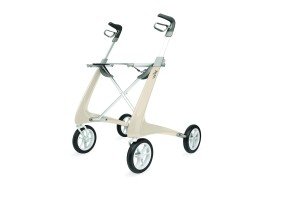 Oyster White Carbon Ultralight Rollator with Organizer