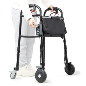 Sinceborn WR-1 Standard Walker for Seniors Foldable Walker with 4 Wheels Lightweight Resistance Wheel System Adjustable for Tall and Short(TBD)