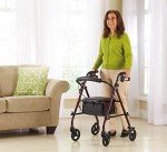 Burgundy Ultralight Rollator Walker with Seat