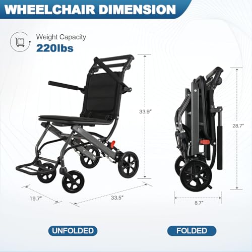 WISGING Carbon Ultralight Rollator with Hand Brake - Elderly Travel