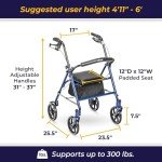 Drive Medical Ultralight 4-Wheel Rollator Walker, Blue