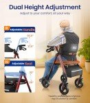 VOCIC Ultralight Folding Rollator with Seat - Red