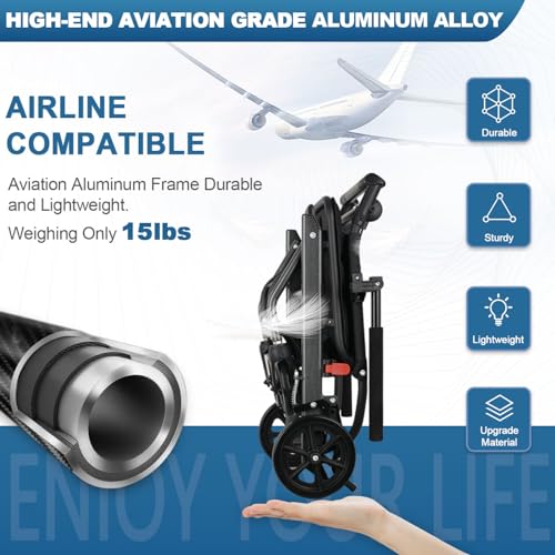 WISGING Carbon Ultralight Rollator with Hand Brake - Elderly Travel