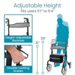 Vive Ultralight Carbon Fiber Rollator with Seat