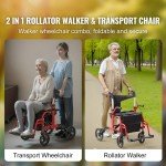 2-in-1 Ultralight Rollator Walker & Transport Chair