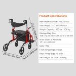 2-in-1 Ultralight Rollator Walker & Transport Chair