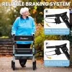 BlessReach Ultra Lightweight Rollator Walker with Seat