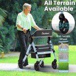 BlessReach Ultra Lightweight Rollator Walker with Seat