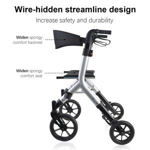 Lightweight Silver Rollator Walker for Seniors