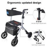 Lightweight Silver Rollator Walker for Seniors