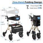 Heavy Duty Carbon Ultralight Rollator with Wide Seat