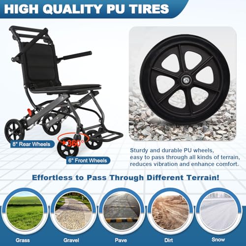 WISGING Carbon Ultralight Rollator with Hand Brake - Elderly Travel