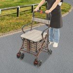 Foldable Carbon Ultralight Rolling Walker with Seat