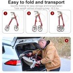 Lightweight Folding Rollator with Seat for Seniors