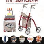 Lightweight Folding Rollator with Seat for Seniors