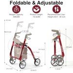 Lightweight Folding Rollator with Seat for Seniors