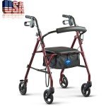Steel Rolling Walker with Seat and 6-Inch Wheels