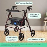 Medline Bariatric Rollator Walker with 8" Wheels