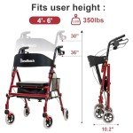 Lightweight Foldable Rollator Walker for Seniors 350 lb