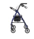 Lightweight Blue Rollator with Seat and 6" Wheels