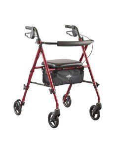 Lightweight Folding Aluminum Rollator Walker - Burgundy