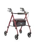 Lightweight Folding Aluminum Rollator Walker - Burgundy