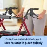 Lightweight Folding Aluminum Rollator Walker - Burgundy
