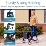 Vive Carbon Ultralight Rollator Walker with Seat